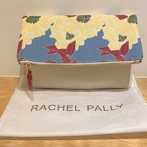 Rachel Pally Blue Floral Zip Pouch with Yellow Blooms